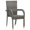 Stackable Patio Chairs 2 pcs Gray Poly Rattan