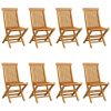 Patio Chairs with Cream White Cushions 8 pcs Solid Teak Wood