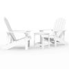 Patio Adirondack Chairs with Table HDPE White