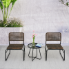 Patio Furniture Set 3 Piece Mixture Pattern PE Rattan Steel Frame And Modern Round Table, Brown and Black