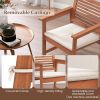 Set of 2 Patio Solid Wood Dining Chairs with Cushions and Slatted Seat