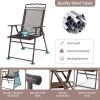 Set of 4 Patio Folding Sling Chairs Steel Camping Deck