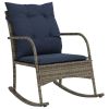 Patio Rocking Chair with Cushions Gray Poly Rattan