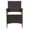 Patio Chairs with Cushions 4 pcs Poly Rattan Brown