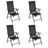 Folding Patio Chairs 4 pcs Aluminum and Textilene Black