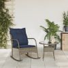 Patio Rocking Chair with Cushions Gray Poly Rattan