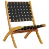 Folding Patio Chairs 2 pcs Black Solid Wood Acacia and Fabric