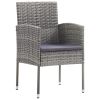 Patio Chairs with Dark Gray Cushions 4 pcs Gray Poly Rattan