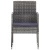 Patio Chairs with Dark Gray Cushions 4 pcs Gray Poly Rattan