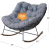 Rocking Chair Outdoor E-coated Papasan Rocking Chair with Cushion Outdoor Rocker Recliner Chair for Patio Porch Garden