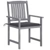 Patio Chairs with Cushions 8 pcs Solid Acacia Wood Gray