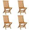 Patio Chairs with Gray Cushions 4 pcs Solid Teak Wood