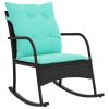 Patio Rocking Chair with Cushions Black Poly Rattan