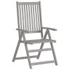 Patio Reclining Chairs 8 pcs Gray Solid Acacia Wood