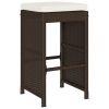 Patio Bar Stools with Cushions 6 pcs Brown Poly Rattan