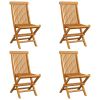 Patio Chairs with Black Cushions 4 pcs Solid Teak Wood