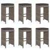 Patio Bar Stools with Cushions 6 pcs Gray Poly Rattan