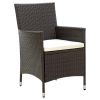 Patio Chairs with Cushions 4 pcs Poly Rattan Brown