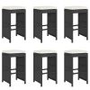 Patio Bar Stools with Cushions 6 pcs Black Poly Rattan