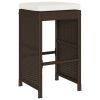 Patio Bar Stools with Cushions 4 pcs Brown Poly Rattan