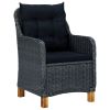 Patio Chairs with Cushions 2 pcs Poly Rattan Dark Gray