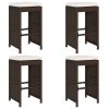 Patio Bar Stools with Cushions 4 pcs Brown Poly Rattan