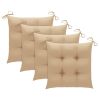 Patio Chairs with Beige Cushions 4 pcs Solid Teak Wood