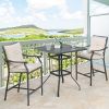 Patio Bar Stools Set of 2 Outdoor Bar Height Chairs Patio Furniture Steel Chairs with Armrest and Cushions for Outdoor Indoor