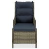 Reclining Patio Chair with Footstool Poly Rattan Brown