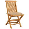 Patio Chairs with Beige Cushions 8 pcs Solid Teak Wood