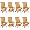 Patio Chairs with Beige Cushions 8 pcs Solid Teak Wood