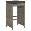 Patio Bar Stools with Cushions 2 pcs Gray Poly Rattan