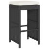 Patio Bar Stools with Cushions 4 pcs Black Poly Rattan