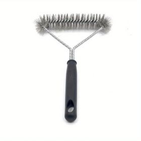 1pc Grill Cleaner Long Handle Y-shaped Curly Brush For Outdoor Grills Stainless Steel Bristles Non-Stick Cleaning Brushes BBQ Accessories (Quantity: 1)