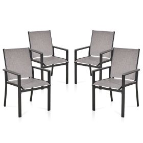 MEOOEM Patio Dining Chairs 2PCS Outdoor Metal Textilene Outdoor Dining Chairs; Durable for Lawn Garden Backyard Pool All Weather (Type: 4PC)