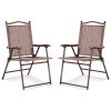 Set of 2 Patio Folding Sling Back Camping Deck Chairs