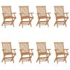 Folding Patio Chairs 8 pcs Solid Teak Wood