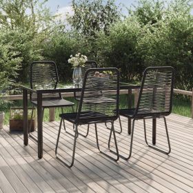 5 Piece Patio Dining Set Black (Color: Black)