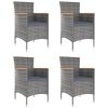 Patio Dining Chairs 4 pcs Poly Rattan Gray