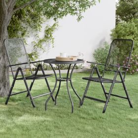 Folding Patio Chairs 2 pcs Expanded Metal Mesh Anthracite (Color: Anthracite)