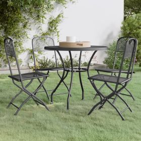 5 Piece Patio Dining Set Expanded Metal Mesh Anthracite (Color: Anthracite)