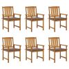 Patio Chairs with Cushions 6 pcs Solid Acacia Wood