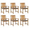 Patio Chairs with Cushions 6 pcs Solid Acacia Wood