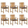 Patio Chairs with Cushions 6 pcs Solid Acacia Wood