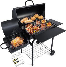 Grill Offset Smoker, Heavy Duty Portable Barbecue Grill with 780 SQ.IN. Cooking Grilling Area, BBQ Barrel Grill (Color: 18in BBQ Grill)