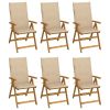 Folding Patio Chairs 6 pcs with Cushions Solid Acacia Wood