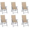 Patio Reclining Chairs 6 pcs with Cushions Solid Acacia Wood