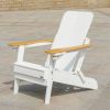 Outdoor Patio HDPE Adirondack Chair, Armrests with Cup Holders & Phone Slots