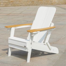 Outdoor Patio HDPE Adirondack Chair, Armrests with Cup Holders & Phone Slots (Color: White)