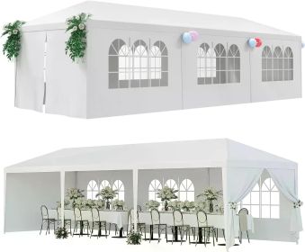 Outdoor Canopy Tent with Removable Sidewalls, Patio Camping Gazebo, Shelter, Pavilion for Party, Wedding, BBQ Events, 10x30' (Color: 10  x 30)